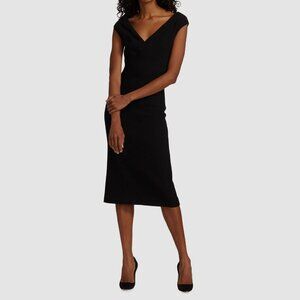 MICHAEL KORS COLLECTION Black Stretch Boucle Crepe Portrait Sheath Dress, Size 4